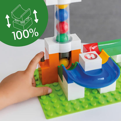 Hubelino 420596 Expansion set, Marble Run Lift Accessory, Compatible with popular bulding block system -24 pieces- For Ages 4 and Up (Made in Germany