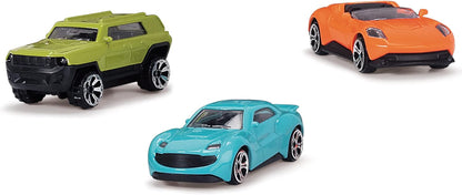 Dickie Toys Carry & Store Transporter - Toy Truck for Storing 28 Toy Cars, Includes 4 Cars, Includes Accessories, with Ramp, for Children Aged 3 and Above, Zerowaste Packaging