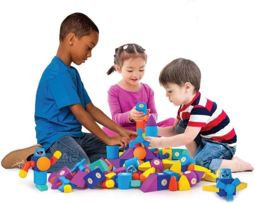 Blockaroo Magnetic Building Blocks, Educational Game for Children, Educational Game for Creative Building Sites, Ideal for Bathtub, Aeroplane Box with 10 Blocks
