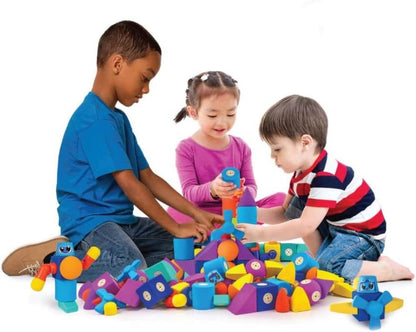 Blockaroo Magnetic Building Blocks, Educational Game for Children, Educational Game for Creative Building Sites, Ideal for Bathtub, Aeroplane Box with 10 Blocks