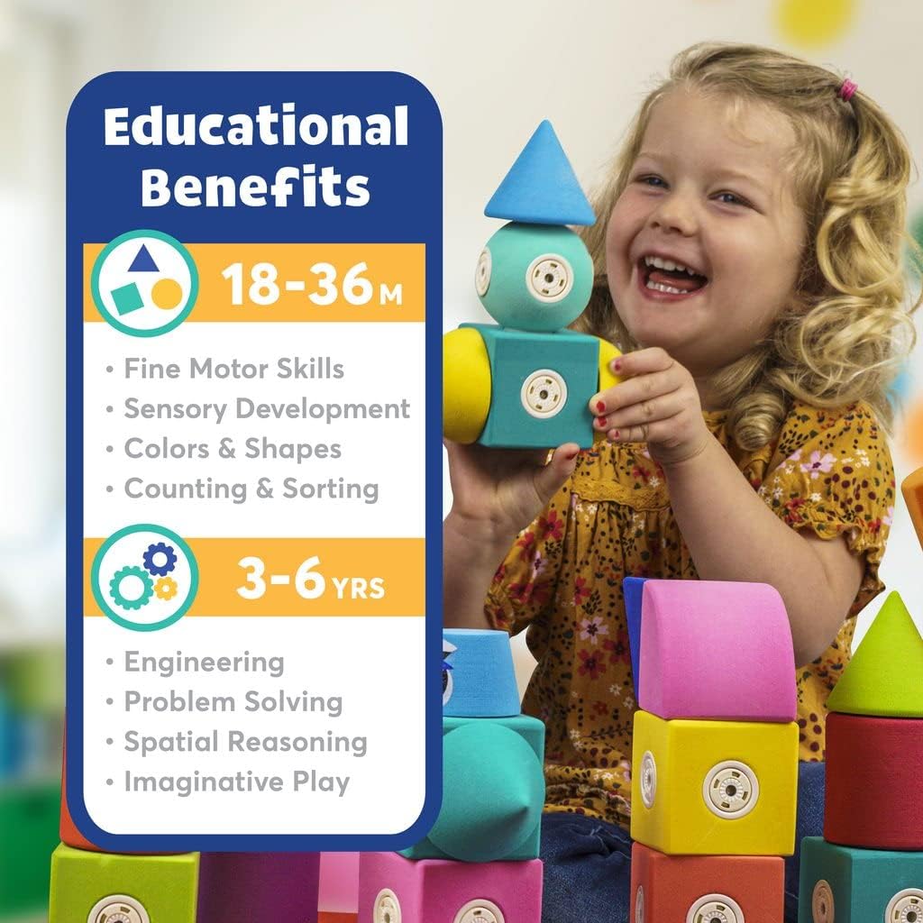 Blockaroo Magnetic Building Blocks, Educational Game for Children, Educational Game for Creative Building Sites, Ideal for Bathtub, Aeroplane Box with 10 Blocks