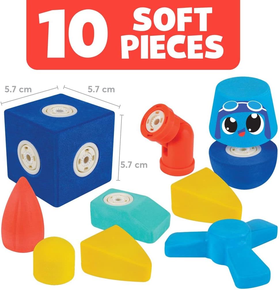 Blockaroo Magnetic Building Blocks, Educational Game for Children, Educational Game for Creative Building Sites, Ideal for Bathtub, Aeroplane Box with 10 Blocks