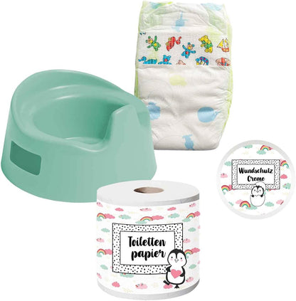 Heless 806 4 Piece Night Pot Set Care Accessories Mint Colour Ideal for Outings and Holidays with The Doll