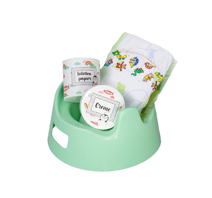 Heless 806 4 Piece Night Pot Set Care Accessories Mint Colour Ideal for Outings and Holidays with The Doll