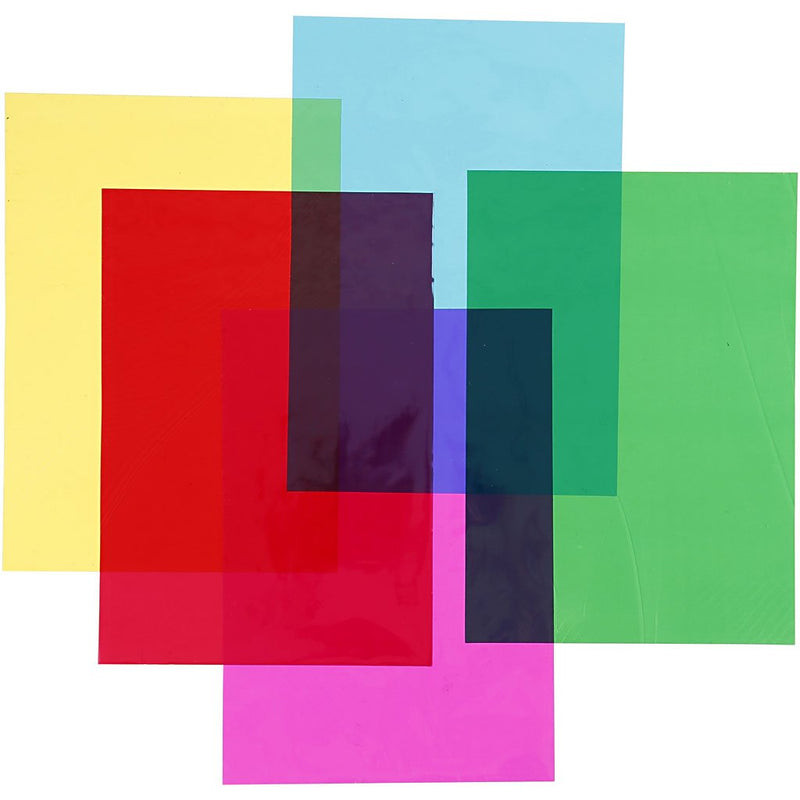 Cellophane, A4 21x30 cm, 25 micro cm, asstd. colours, 100asstd sheets