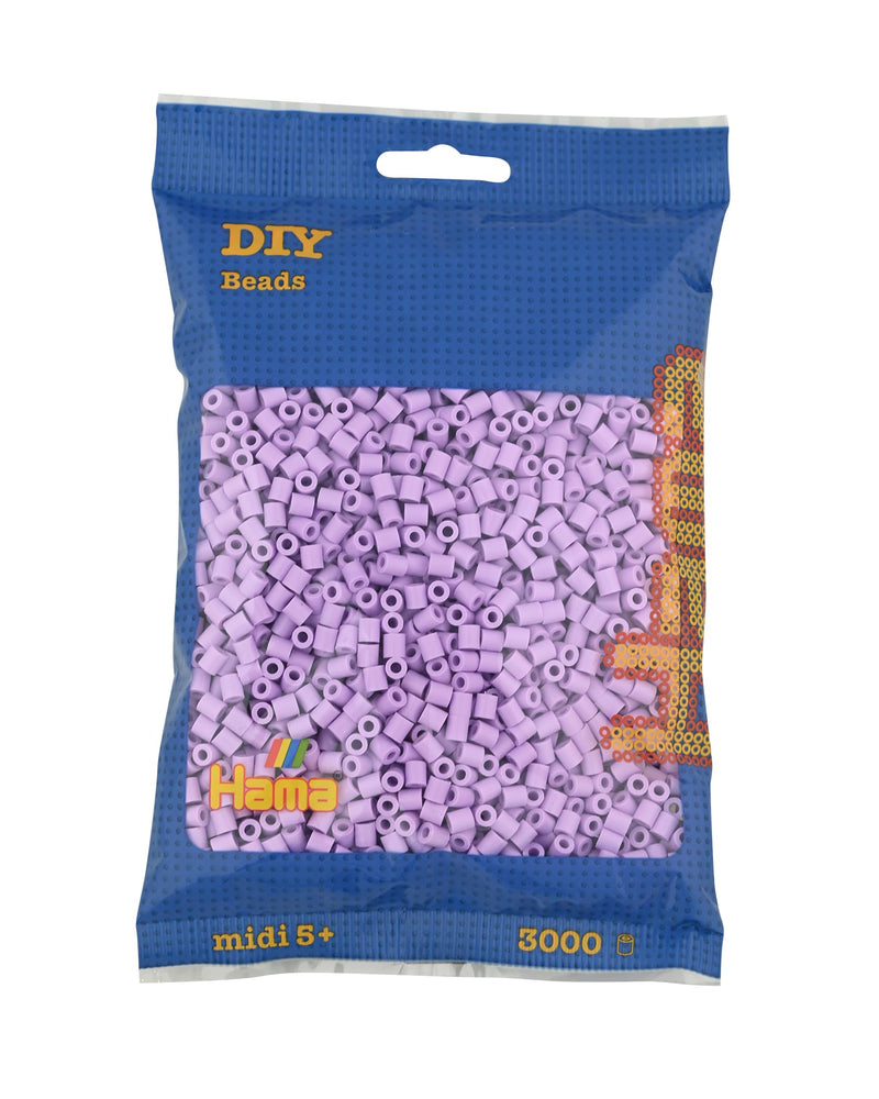 Hama Perlen 201-96 - Bügelperlen Beutel mit ca. 3000 Midi Bastelperlen mit Durchmesser 5 mm in Pastellflieder, kreativer Bastelspaß für Groß und Klein