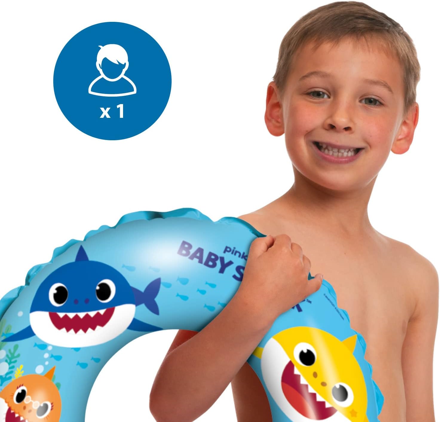 Mondo 16889 Pinkfong Baby Shark Toys Inflatable Donut-Swim Ring-Ideal for Boy/Girl Use in The Pool/Sea-16889, Multicolour, 50 cm