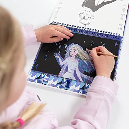 Frozen II Scratch Book: Scratch Book & Colouring Book with Stencils and Glitter Stickers with Anna & Elsa Activity Book for Home and Travel 681439