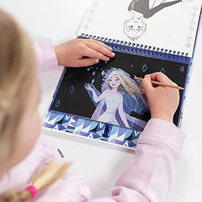 Frozen II Scratch Book: Scratch Book & Colouring Book with Stencils and Glitter Stickers with Anna & Elsa Activity Book for Home and Travel 681439