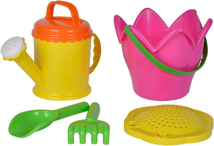 Simba- Blüten-Eimergarnitur / 5 Teile/Sandspielzeug Juego de 5 Cubos de Arena, Color 1. (107114508