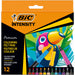 Bic Intensity Premium Felt Tip Pens for Adults and Children in 12 Colours with Comfortable Rubber Handle and Sturdy Tip, 977891