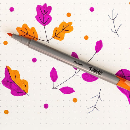 Bic Intensity Medium Felt-Tip Pens, Medium Tip, Box of 12 Caja de 12 rotuladores de punta media