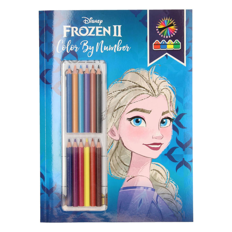 Coloring by Number - with 12 colored pencils - Frozen - coloring book Elsa and Anna