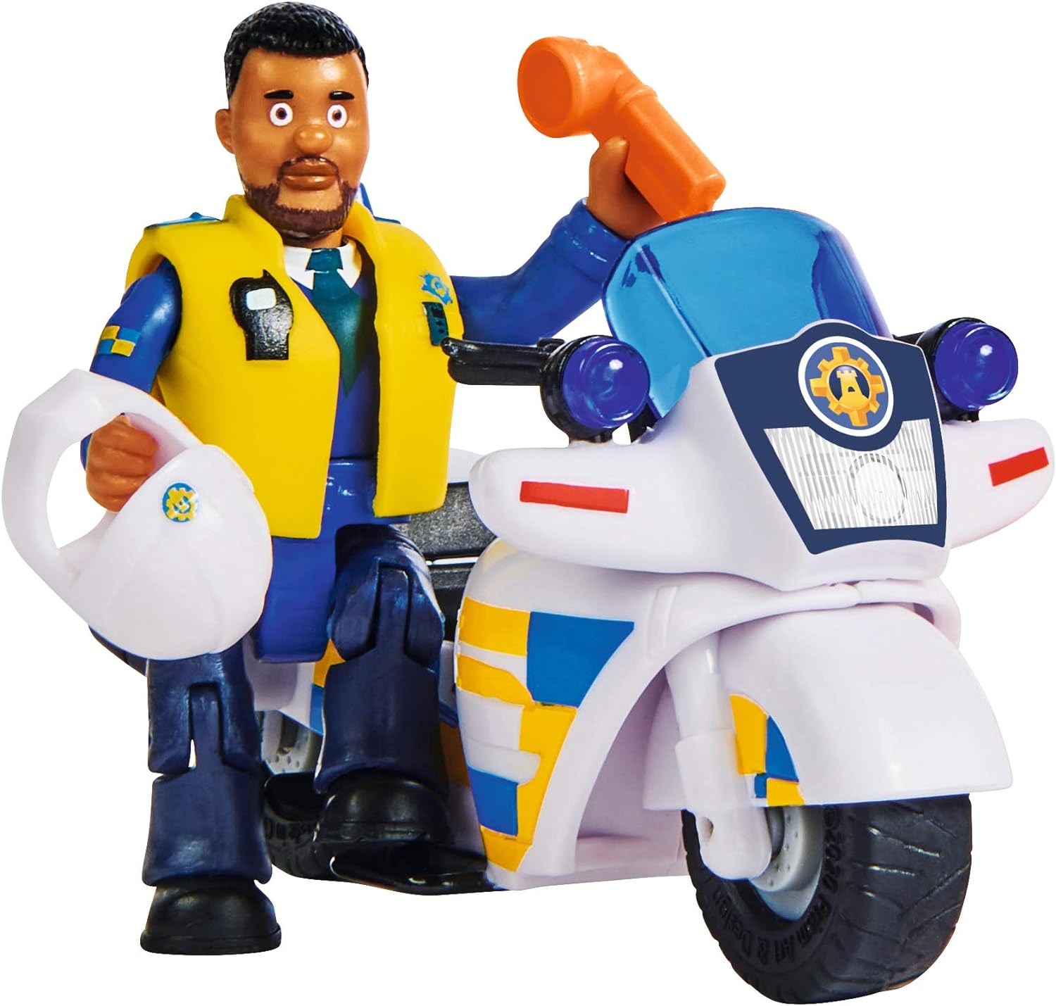 Simba 109251092 - Feuerwehrmann Sam Polizei Motorrad, mit Malcolm Figur, mit Zubehör, Staffel 12, ab 3 Jahren