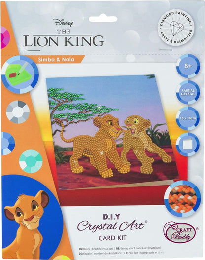Craft Buddy Crystal Art CCK-DNY802 Simba and Nala, 18x18cm Crystal Art Card