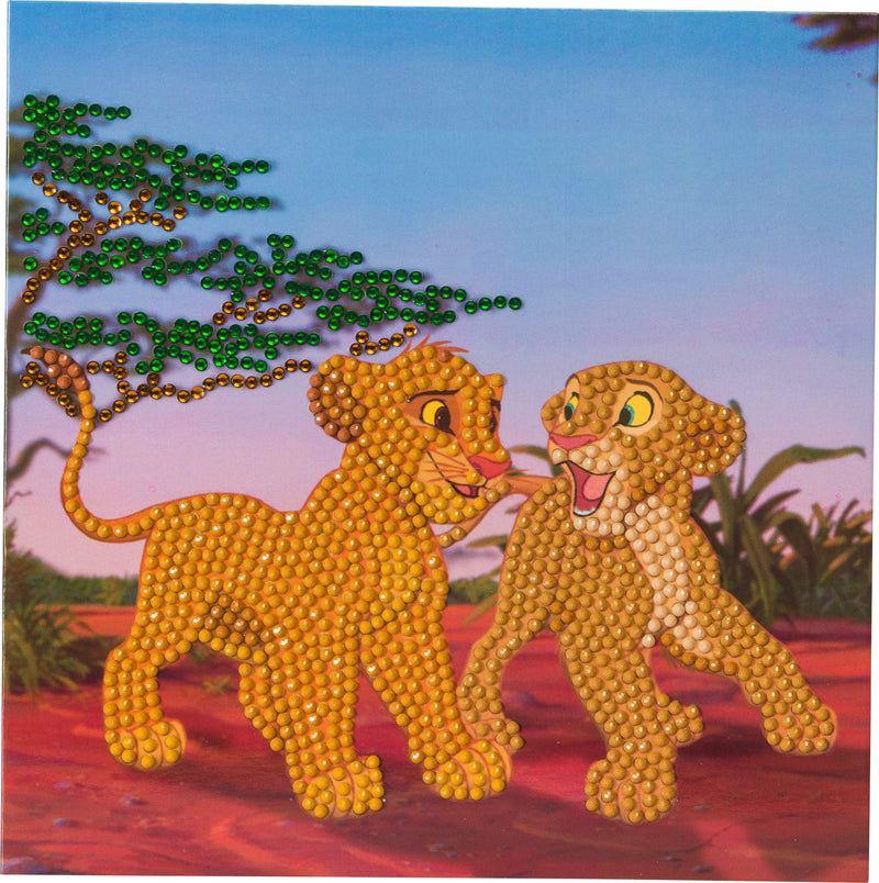 Craft Buddy Crystal Art CCK-DNY802 Simba and Nala, 18x18cm Crystal Art Card