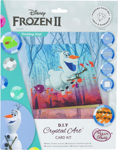 Craft Buddy Crystal Art CCK-DNY801 Floating Olaf, 18x18cm Crystal Art Card