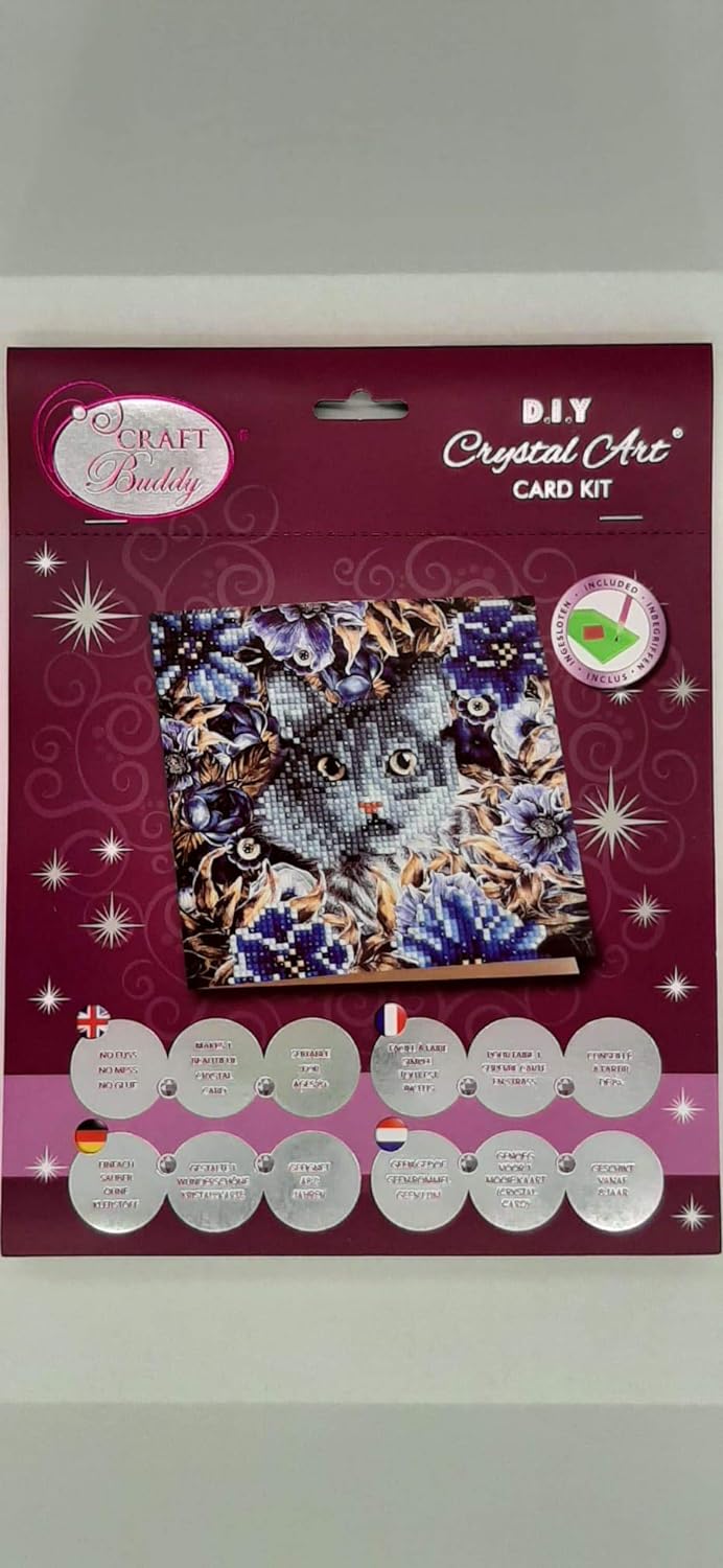 CRYSTAL ART CCK-A4: Cat and Flowers Card Kit