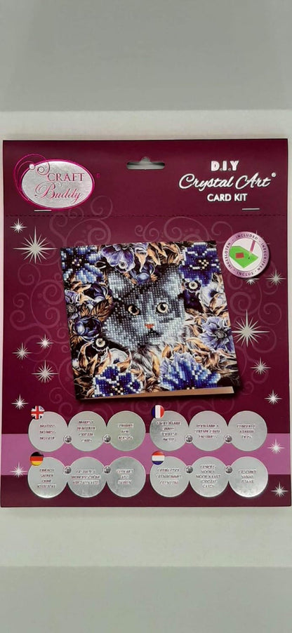 CRYSTAL ART CCK-A4: Cat and Flowers Card Kit