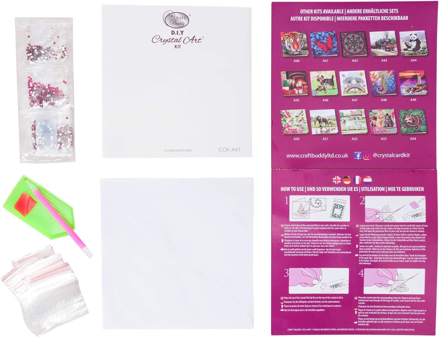CRYSTAL ART CCK-A4: Cat and Flowers Card Kit