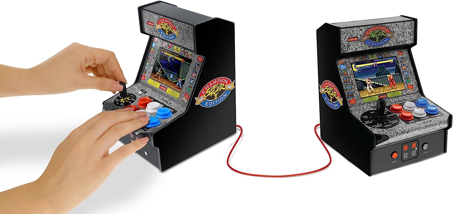 My Arcade Street Fighter II Mini Arcade Machine - Micro Player Table Top Arcade Machine, Portable Handheld Game, Retro Gaming Console, Mini Retro Games Machines for Kids & Adults