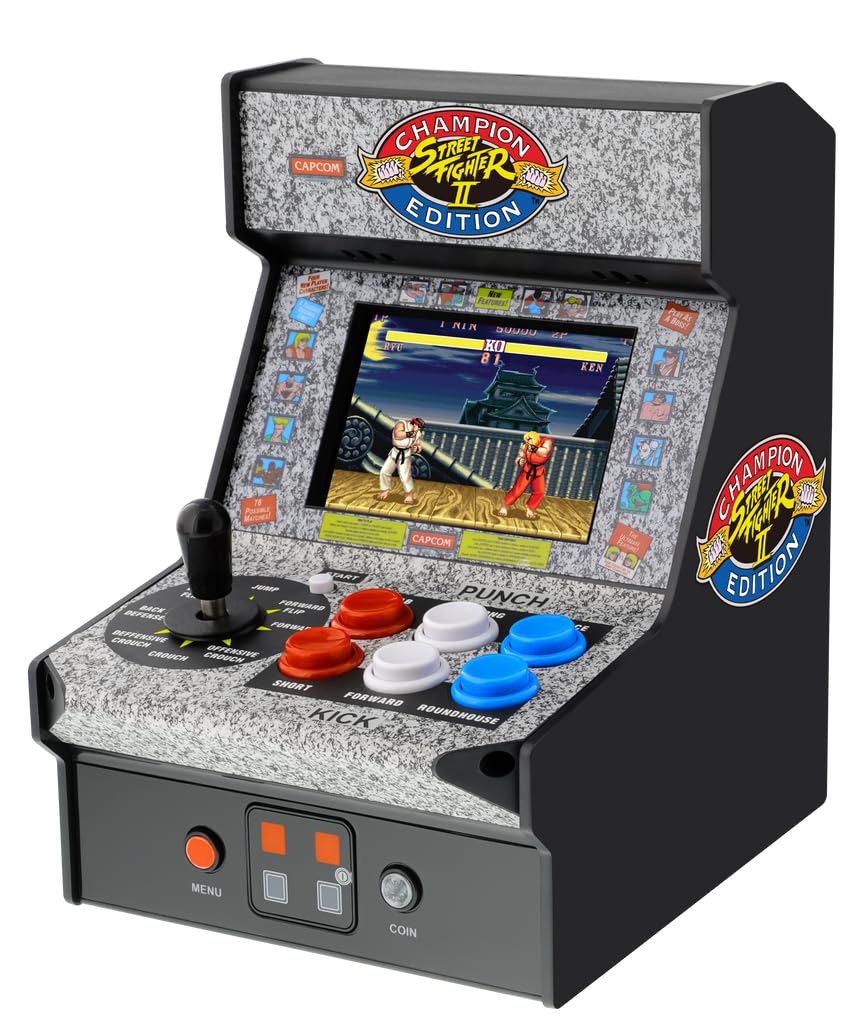My Arcade Street Fighter II Mini Arcade Machine - Micro Player Table Top Arcade Machine, Portable Handheld Game, Retro Gaming Console, Mini Retro Games Machines for Kids & Adults