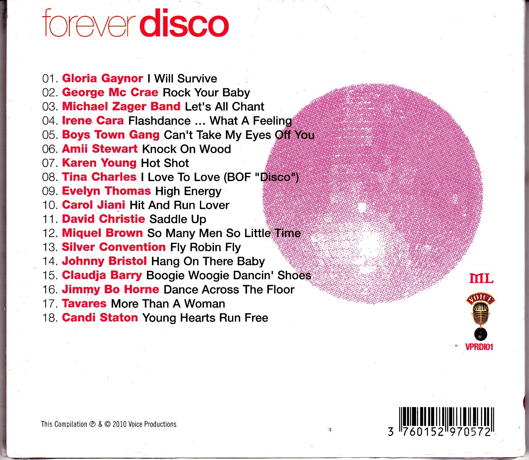 GLORIA GAYNOR - GEORGE Mc CRAE - MICHAEL ZAGER BAND - IRENE CARA - BOYS TOWN GANG ?-FOREVER DISCO