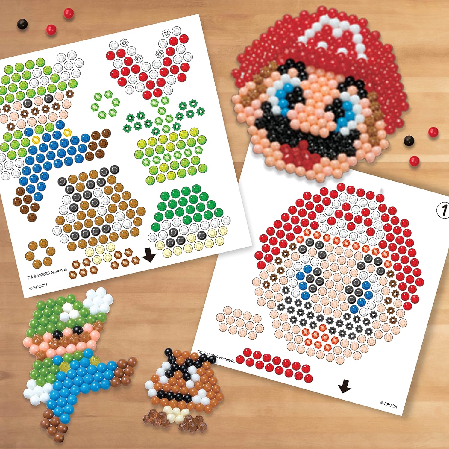 Aquabeads 31774 Creation Cube Super Mario - Arts & Crafts Bead Activity Toy, Green & 31946 Brothers Super Mario Character Set + Mario Character Set