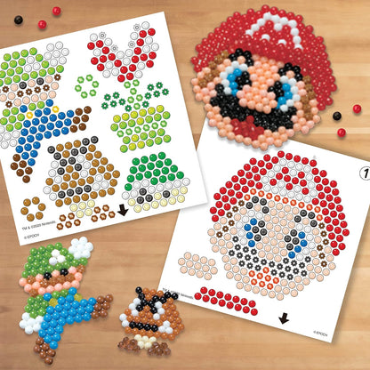 Aquabeads 31774 Creation Cube Super Mario - Arts & Crafts Bead Activity Toy, Green & 31946 Brothers Super Mario Character Set + Mario Character Set