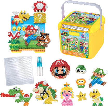 Aquabeads 31774 Creation Cube Super Mario - Arts & Crafts Bead Activity Toy, Green & 31946 Brothers Super Mario Character Set + Mario Character Set