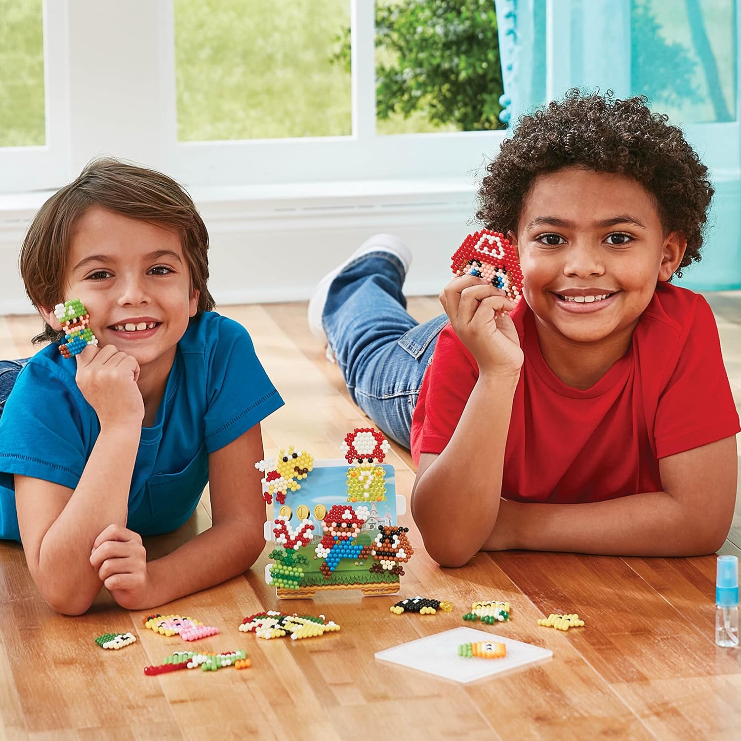 Aquabeads 31774 Creation Cube Super Mario - Arts & Crafts Bead Activity Toy, Green & 31946 Brothers Super Mario Character Set + Mario Character Set