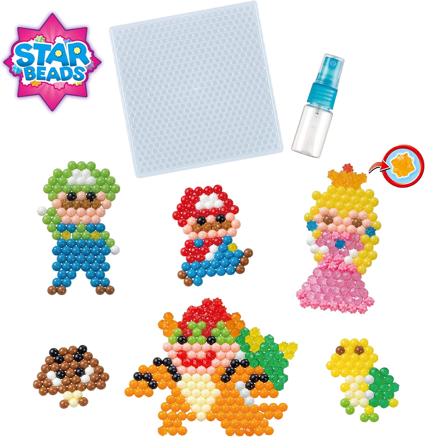 Aquabeads 31774 Creation Cube Super Mario - Arts & Crafts Bead Activity Toy, Green & 31946 Brothers Super Mario Character Set + Mario Character Set