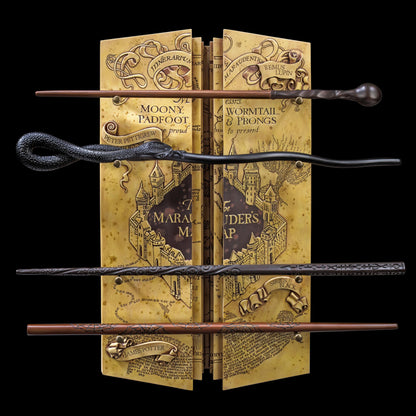 The Noble Collection Harry Potter Marauders Wand Set with Display Stand - 31.5in (43cm) 4 Wizard Wands with Marauders Map Display Stand - Officially Licensed Film Set Movie Props Wands Gifts