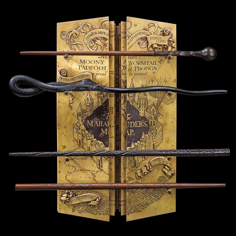 The Noble Collection Harry Potter Marauders Wand Set with Display Stand - 31.5in (43cm) 4 Wizard Wands with Marauders Map Display Stand - Officially Licensed Film Set Movie Props Wands Gifts