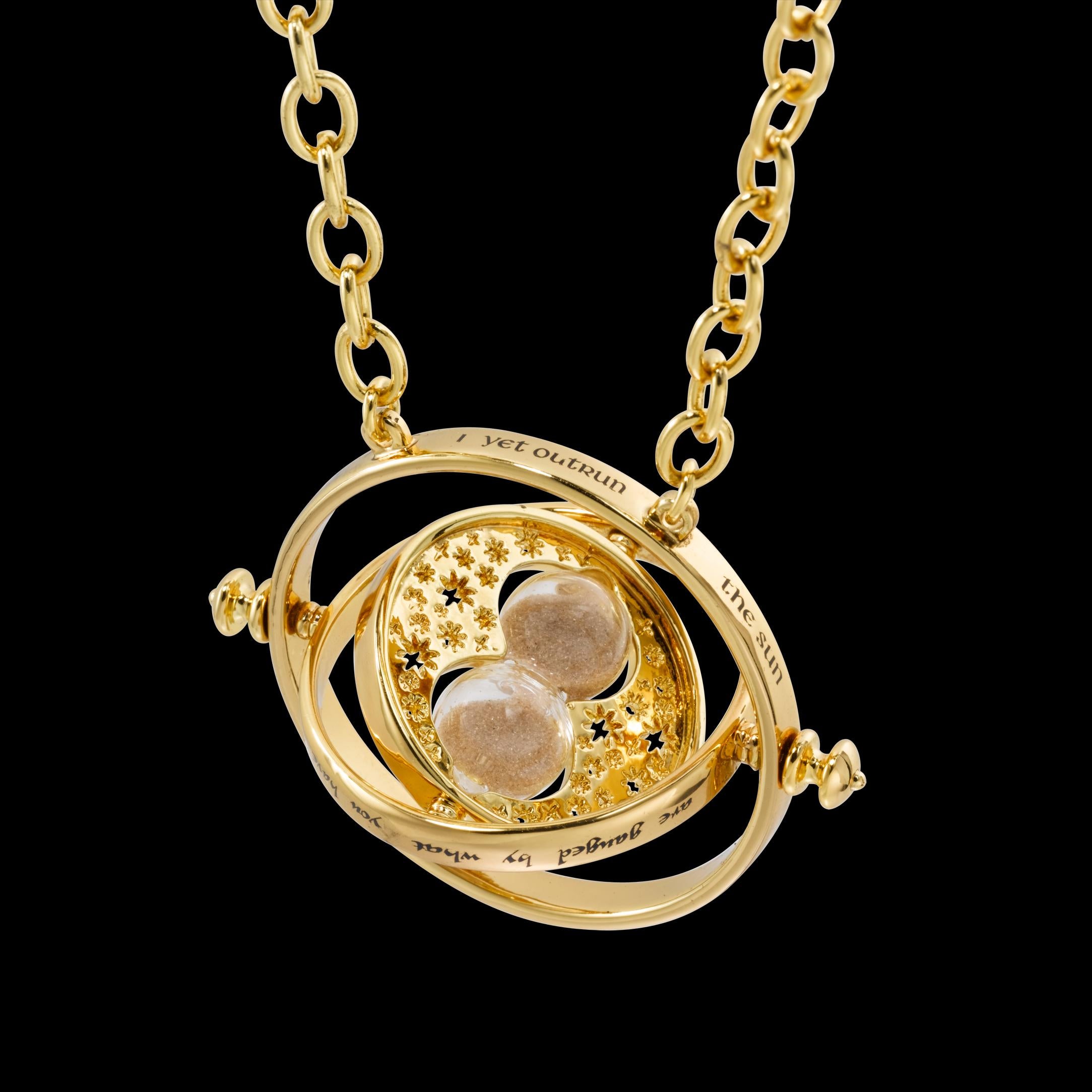 The Noble Collection Harry Potter Time Turner Special Edition - 24k Gold Plated Necklace in Collector's Display - Officially Licensed Film Set Movie Props Jewellery Gifts