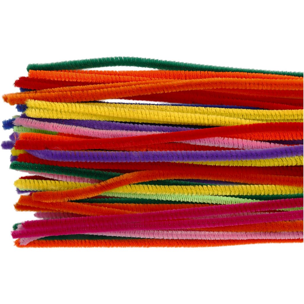 Chenille, thickness 6 mm, L: 30 cm, 50asstd