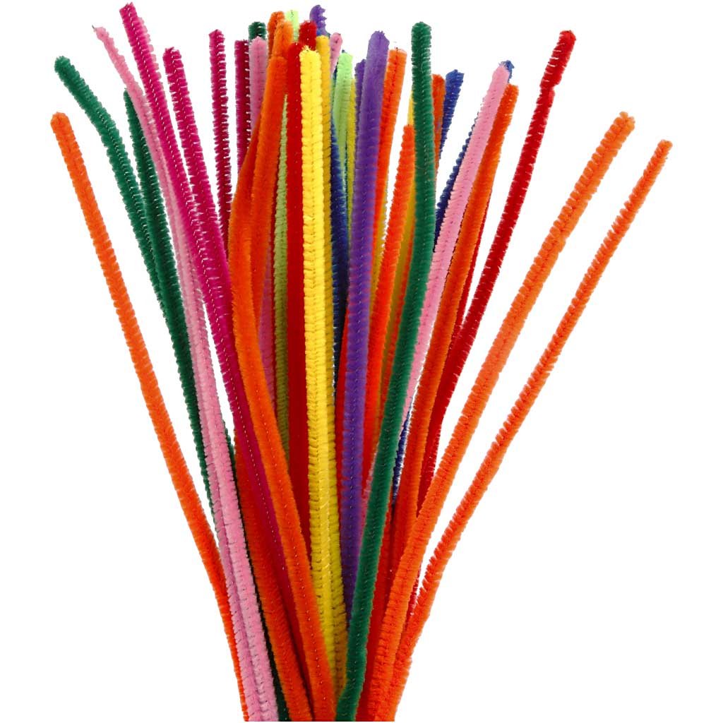 Chenille, thickness 6 mm, L: 30 cm, 50asstd