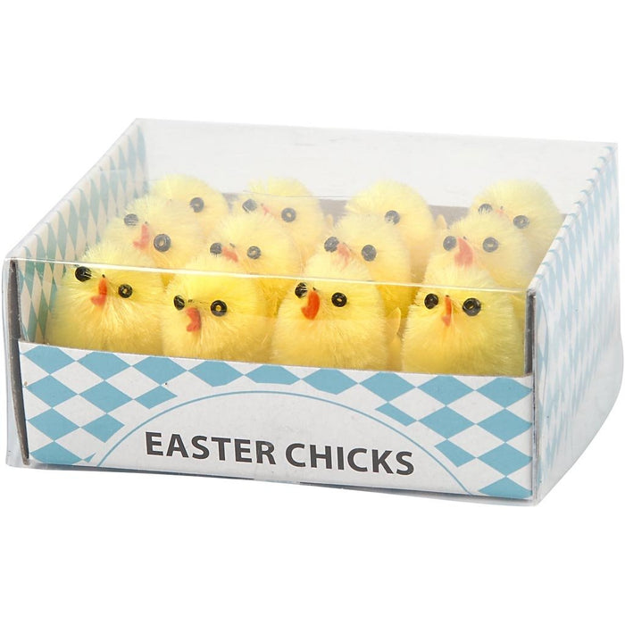 Easter Chicks, H: 30 mm, yellow, 12asstd