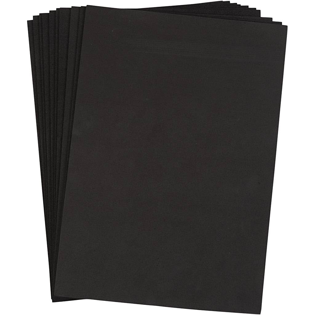 Lot de 10 feuilles de mousse en éthylène-acétate de vinyle au format A4 (21 x 30 cm), Épaisseur de 2 mm, Noir