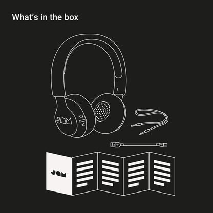 Jam Been There On-Ear Bluetooth Headphones, 40mm Drivers, 14 Hour Playtime, 10 Metre Range, Hands Free Calling, IPX4 Sweat and Rain Resistant, Light Weight, Natural Open Sound
