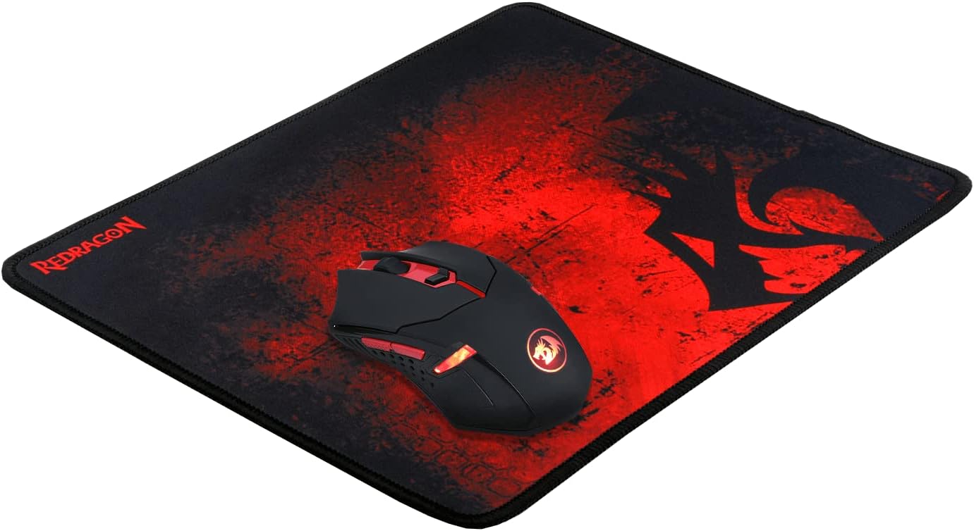 Redragon M601-WL-BA Wireless Gaming Mouse and Mouse Pad Combo, Ergonomic MMO 6 Button Mouse, 2400 DPI, Red LED Backlit & Large Mouse Pad for Windows PC Gamer (Black Wireless Mouse & Mousepad Set