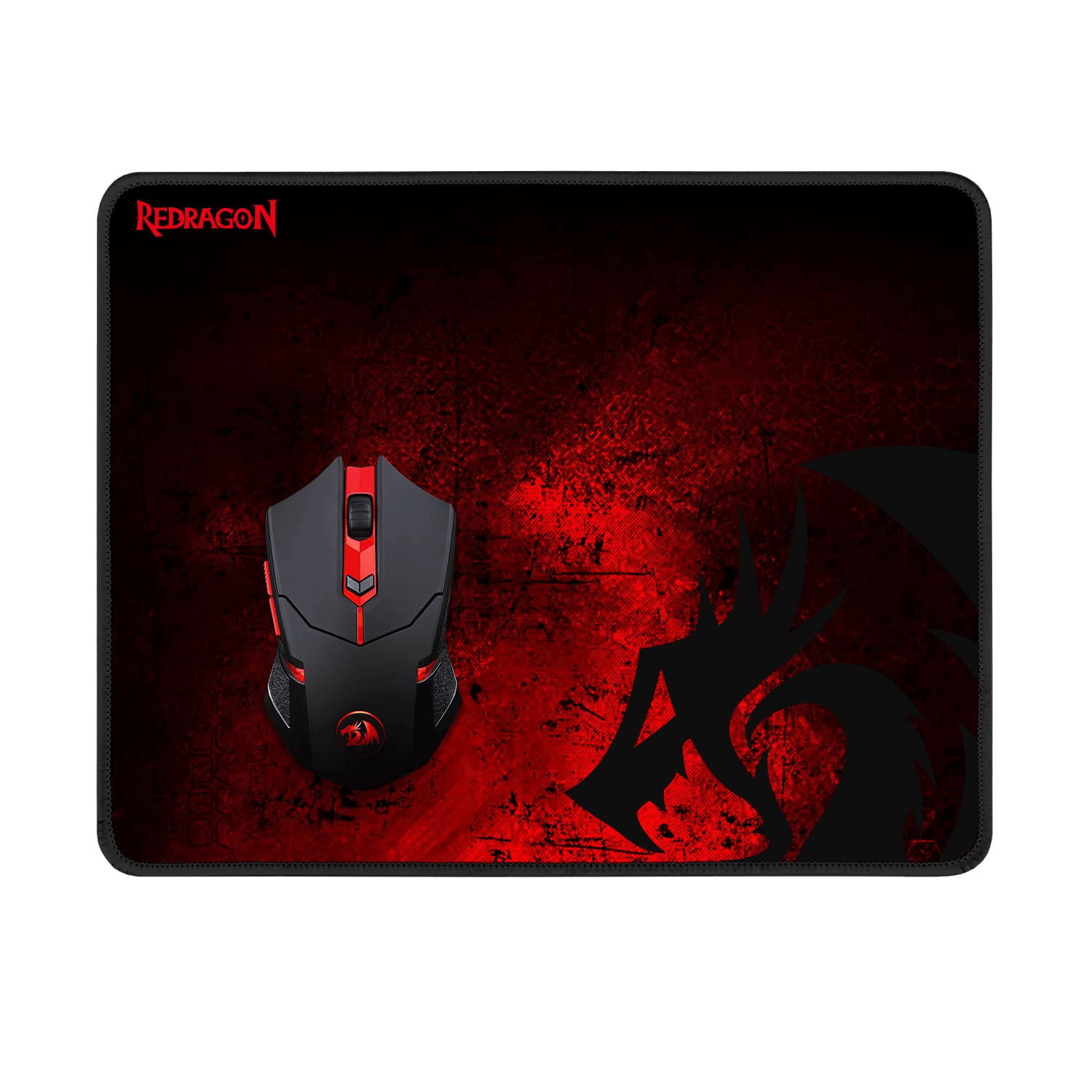 Redragon M601-WL-BA Wireless Gaming Mouse and Mouse Pad Combo, Ergonomic MMO 6 Button Mouse, 2400 DPI, Red LED Backlit & Large Mouse Pad for Windows PC Gamer (Black Wireless Mouse & Mousepad Set