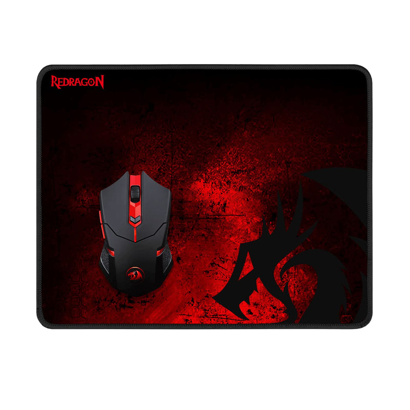 Redragon M601-WL-BA Wireless Gaming Mouse and Mouse Pad Combo, Ergonomic MMO 6 Button Mouse, 2400 DPI, Red LED Backlit & Large Mouse Pad for Windows PC Gamer (Black Wireless Mouse & Mousepad Set