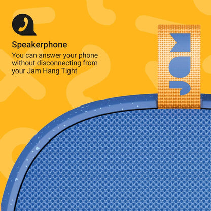 Jam Hang Tight Shower Bluetooth Speaker, 12 Hour Playtime, Waterproof, Dust Proof, Drop Proof IP67 Rating, Mono 5w Driver, Built in Speakerphone, Aux In Port, Integrated USB - Blue