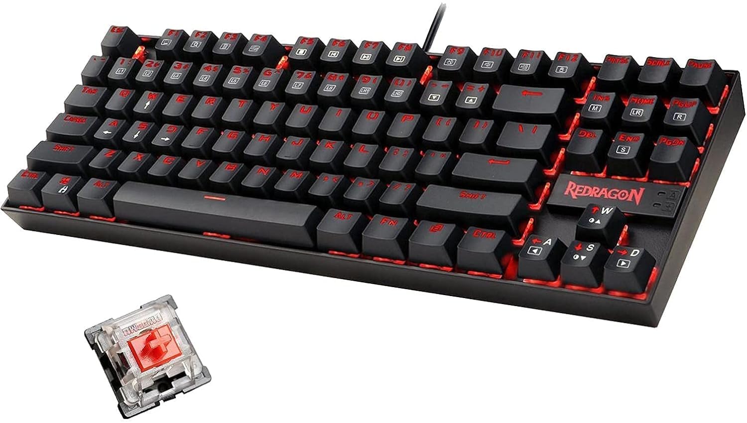 Redragon K552-2 87 Keys 60% Small TKL Mechanical Gaming Keyboard (Black Red LED Backlit