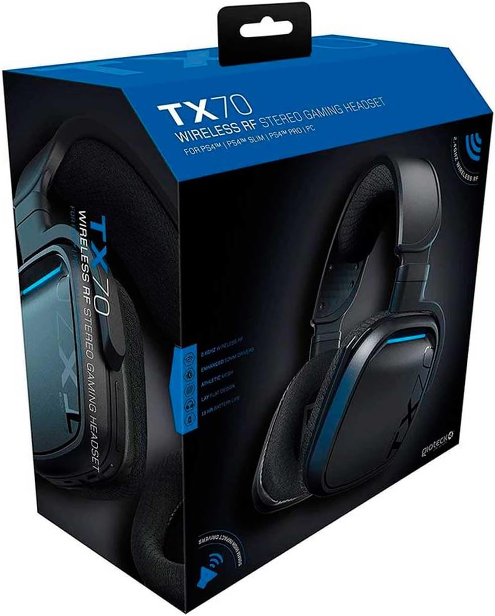 Gioteck TX70 Bluetooth Gaming Headset, 3.5 mm Jack Cable, Adjustable Size, Volume Control, Wireless Gaming Headset Switch PS4 Xbox One and PC (Black)
