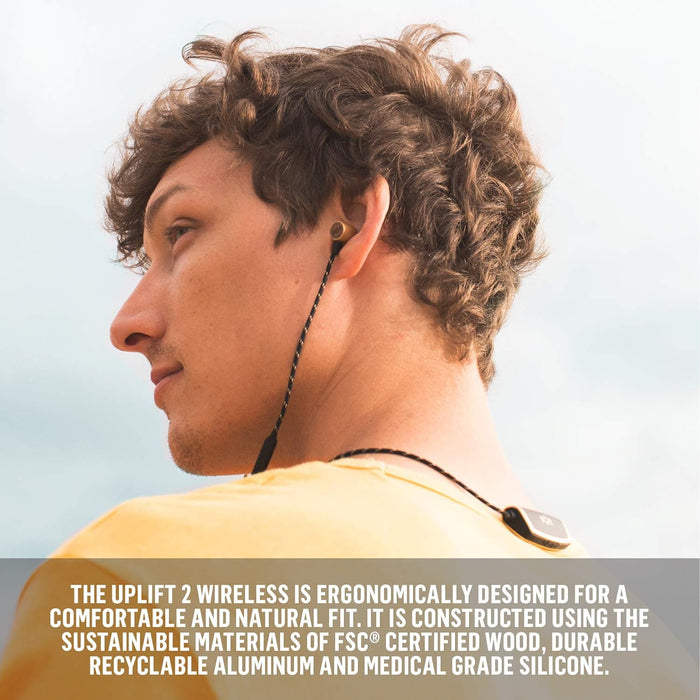 House of Marley Uplift 2 Wireless - Bluetooth In-Ear Headphones / Noise Isolating Earphones, Hands-Free Calling In-Line Mic, 3 Button Controls, Ergonomic Design for Perfect Fit –