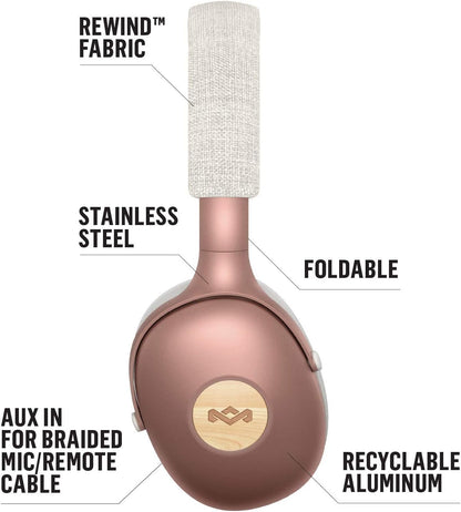 House of Marley Positive Vibration XL Wireless Headphones - Bluetooth, Portable, Over-Ear Headphones, Quick Charging, 24 Hours Battery Life, On-Board Mic and Volume Control