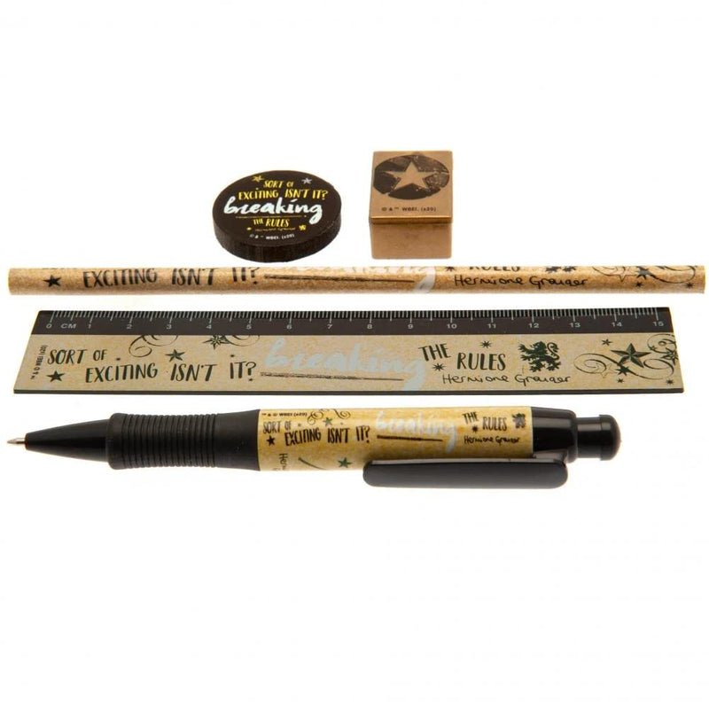 Harry Potter Gift Set 5-Piece Stationery Pack with Pen, Pencil, Ruler, Pencil Sharpener and Eraser (Breaking the Rules Design) - Official Merchandise