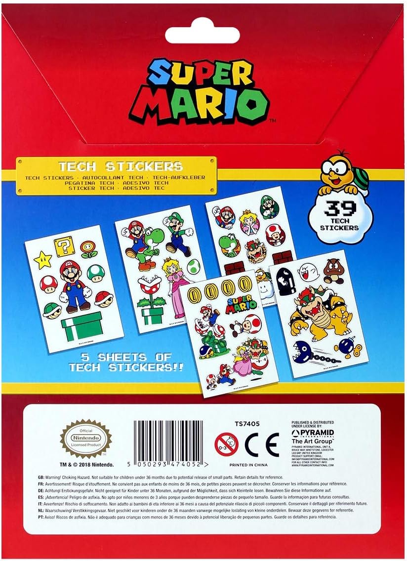 Pyramid International - RD-RS461456, Adesivi a tema Super Mario único Colorato, Pyramid International Nintendo Mario - Autocollants Super Mario Royaume Champignon Multicolore RD-RS461456 Taille Unique Taille Unique Multicolore, Pyramid International Super
